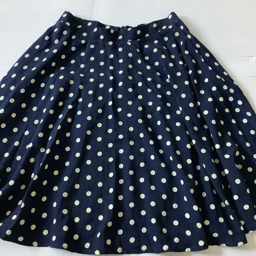 Navy blue & white polka dot skirt